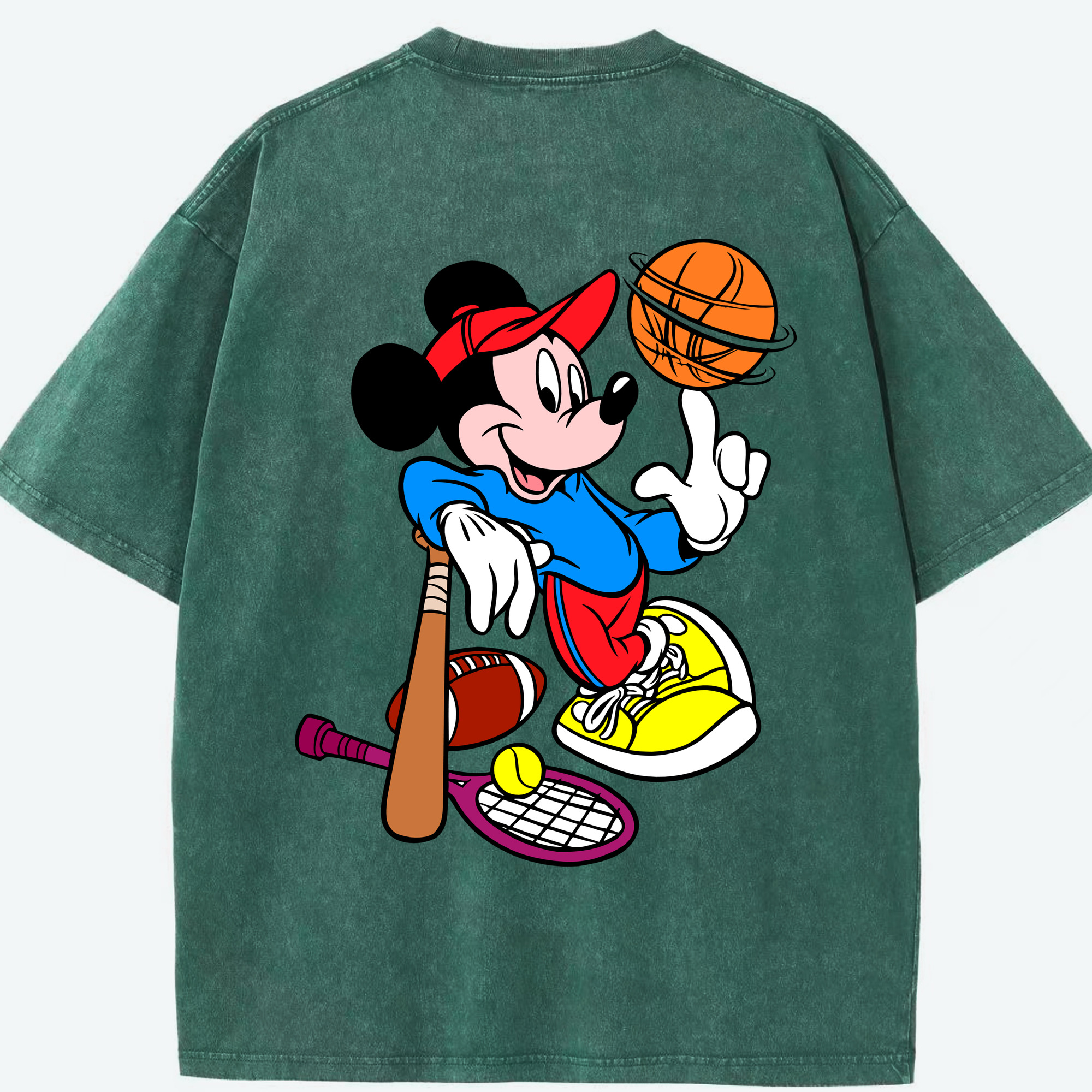 （画像用） ミッキーマウス Mickey Mouse 綿100% ヴィンテージ風 半袖Tシャツ（背面プリント）